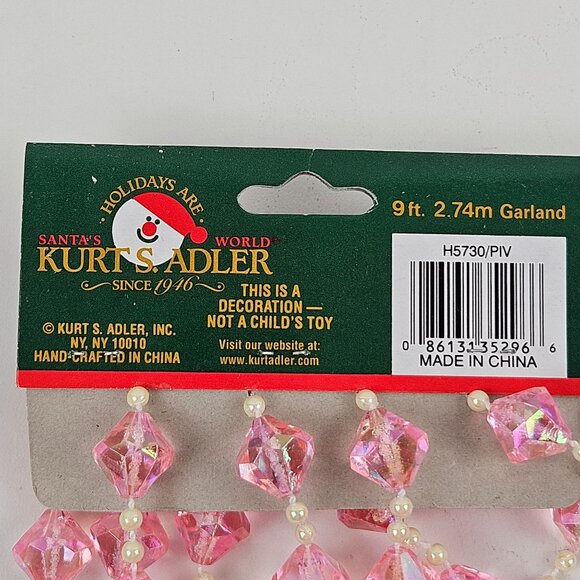 Kurt S Adler 9ft Pink Crystal Bead Garland Christmas Decoration Vintage Holiday - Picture 4 of 8